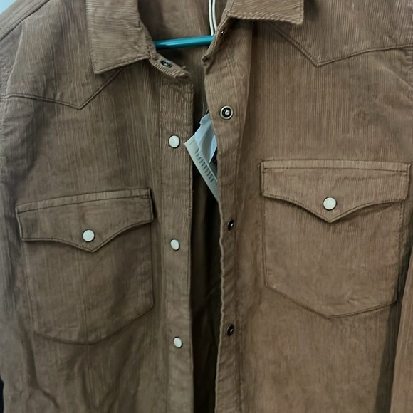 NWT Faherty snap closure stretch cord western shirt brown! - Picture 6 of 6